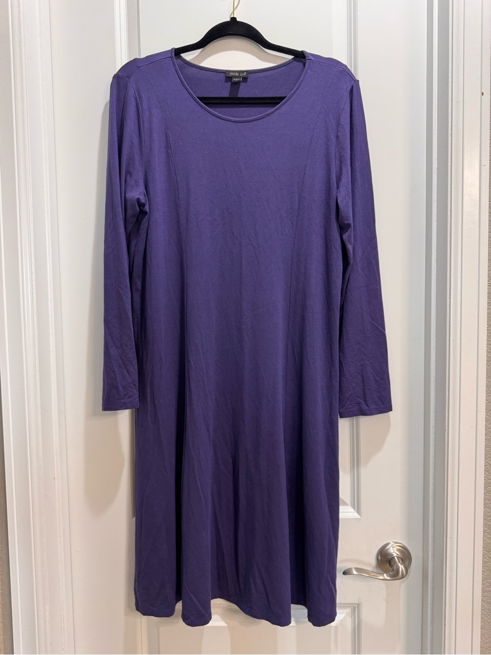 J. Jill Wearever Collection Purple Jersey Knit Dress Med Round Neck Long Sleeve